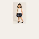 Blue Tartan skirt and white top