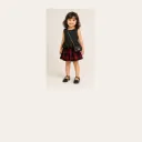 Red Tartan skirt and black top