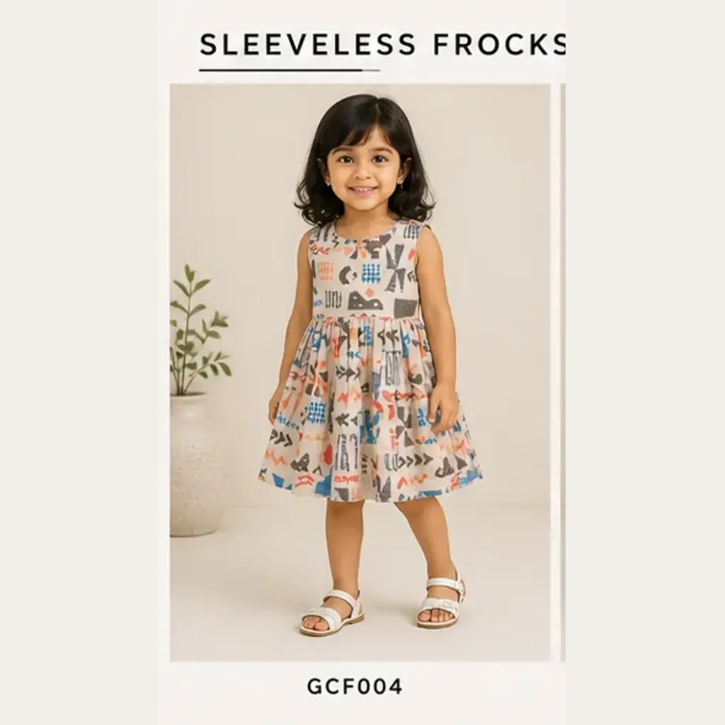 Cap Sleeve Frock geometry prints (2-3 years)
